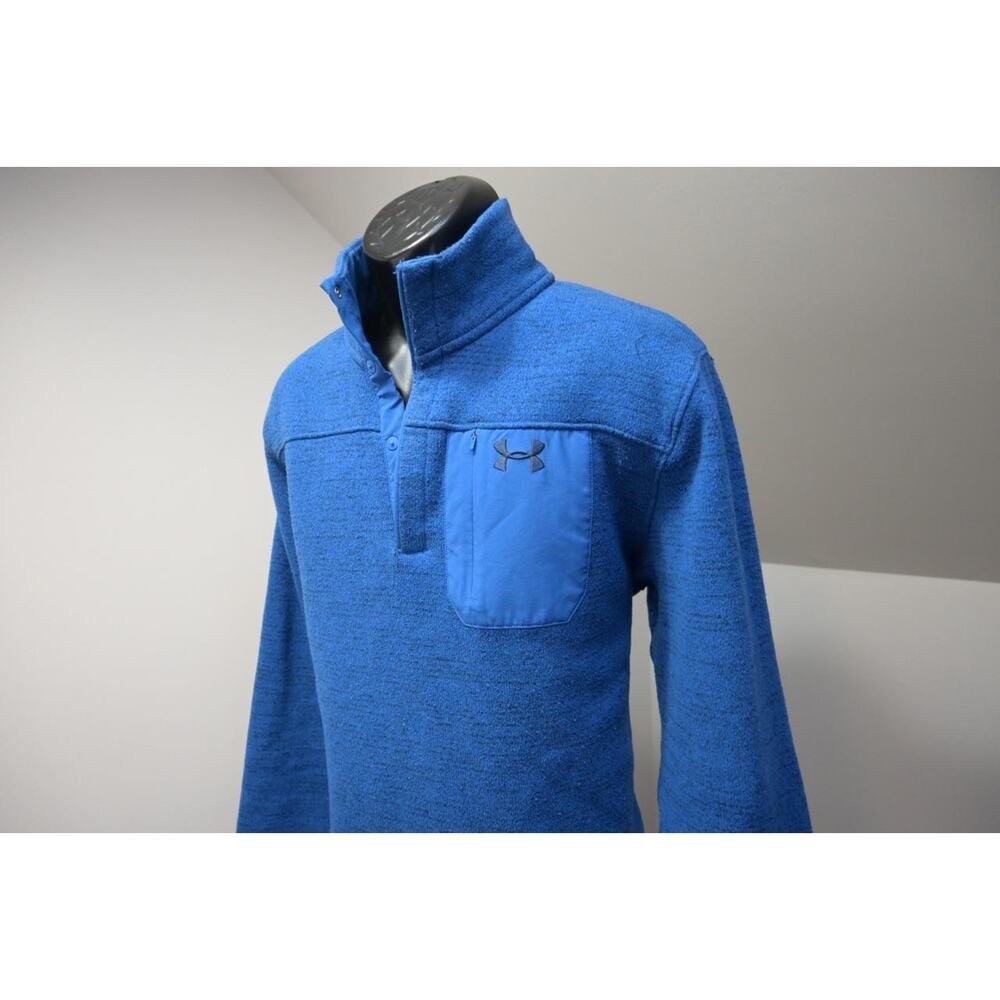 Under Armour Fleece Snap Neck Golf Jacket Loose Blue Performance Mens Sz XL